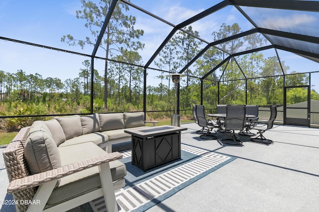 view of patio / terrace with a lanai and an outdoor hangout area