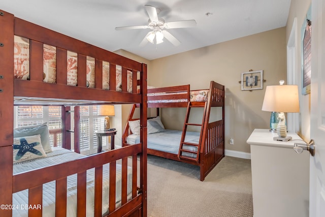 bedroom with carpet floors and ceiling fan