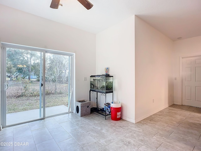 living room with ceiling fan