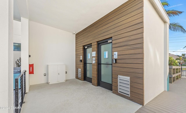 interior space with wood walls