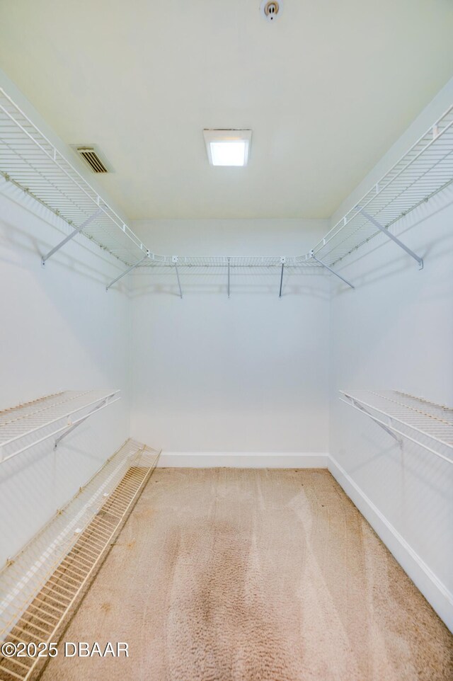 walk in closet with carpet floors and visible vents