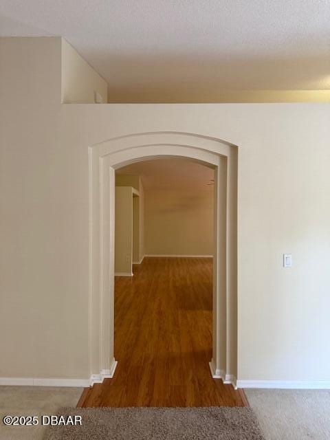 107 Beacon Mill Ln, Palm Coast, FL 32137 - corridor with arched walkways and wood finished floors