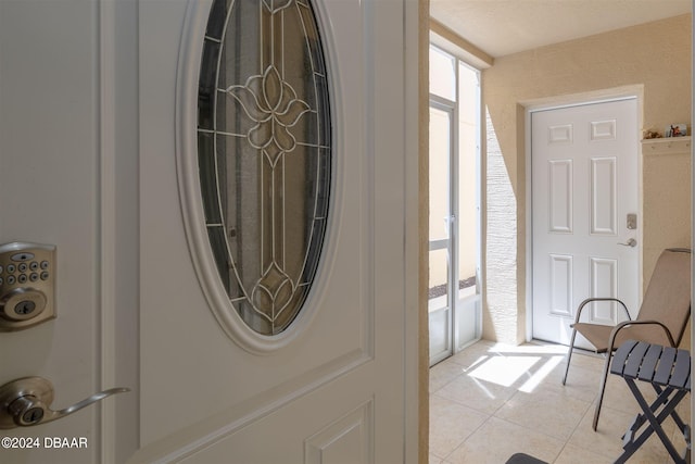 interior space featuring light tile patterned floors