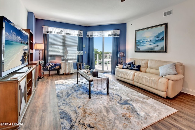 living room featuring hardwood / wood-style floors