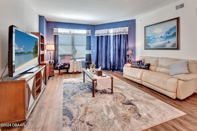 living room featuring light hardwood / wood-style flooring