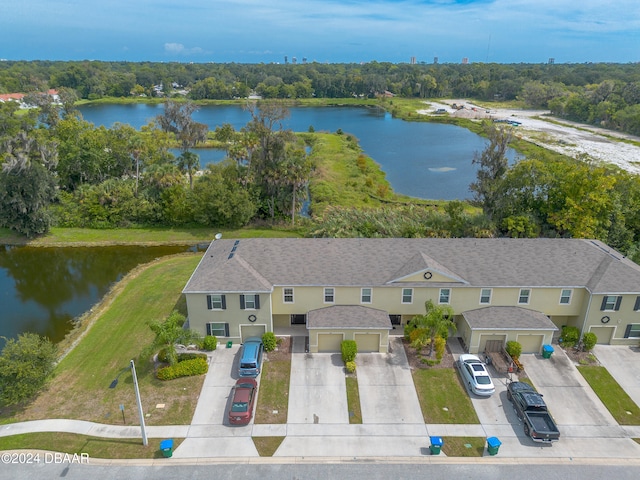 bird's eye view featuring a water view