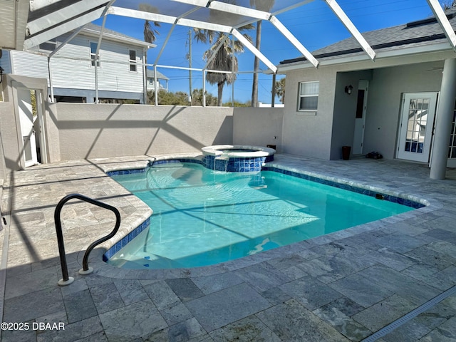 1811 N Central Ave, Flagler Beach, FL 32136 - view of pool featuring a patio, a lanai, and a pool with connected hot tub
