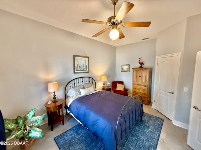 1811 N Central Ave, Flagler Beach, FL 32136 - bedroom featuring visible vents, a ceiling fan, and baseboards
