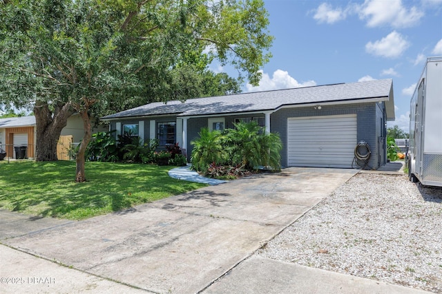 1052 Tompkins Dr, Port Orange, FL 32129 - single story home with an attached garage, a front yard, concrete driveway, and brick siding