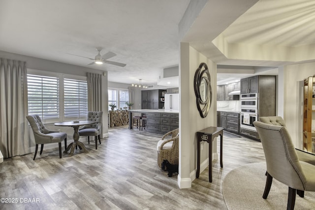 1 John Anderson Dr Unit 103, Ormond Beach, FL 32176 - dining room with a ceiling fan and light wood finished floors