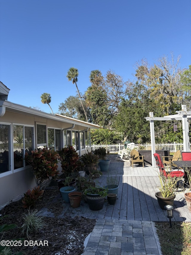 view of patio with a wooden deck