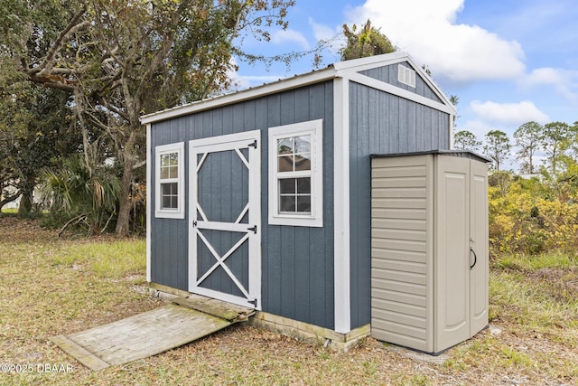 view of shed