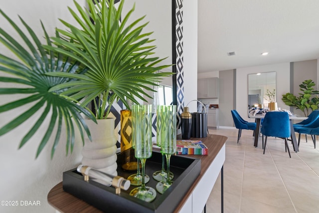 interior space featuring light tile patterned flooring