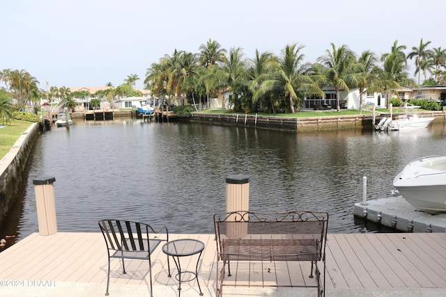 dock area featuring a water view