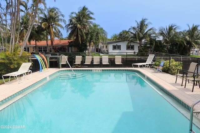 view of pool featuring a patio