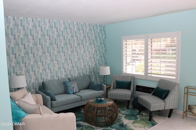 view of tiled living room