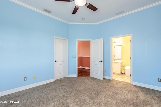 20 Promenade At Lionspaw, Daytona Beach, FL 32124 - unfurnished bedroom with visible vents, crown molding, baseboards, and carpet floors