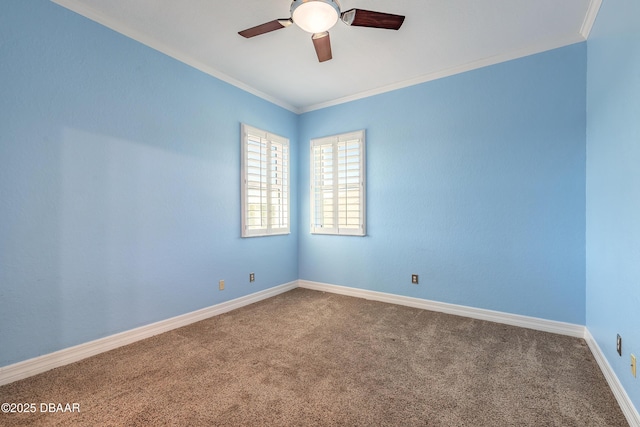 20 Promenade At Lionspaw, Daytona Beach, FL 32124 - carpeted empty room featuring baseboards, a ceiling fan, and ornamental molding