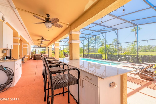 20 Promenade At Lionspaw, Daytona Beach, FL 32124 - outdoor pool featuring a patio, a lanai, and a ceiling fan