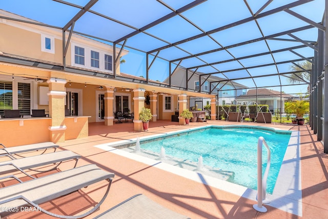 20 Promenade At Lionspaw, Daytona Beach, FL 32124 - outdoor pool featuring ceiling fan, a patio, and a lanai