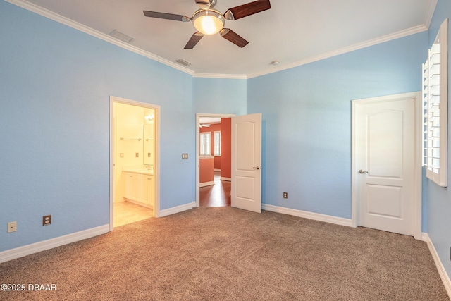 20 Promenade At Lionspaw, Daytona Beach, FL 32124 - unfurnished bedroom with visible vents, baseboards, crown molding, and carpet