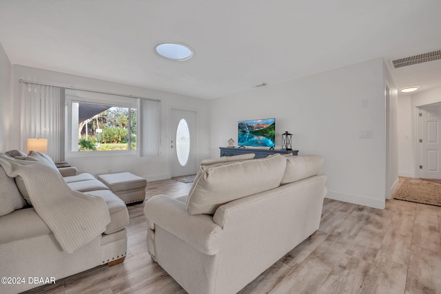 living room with light wood-type flooring