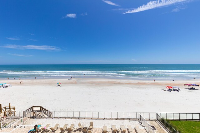 exterior space with a beach view