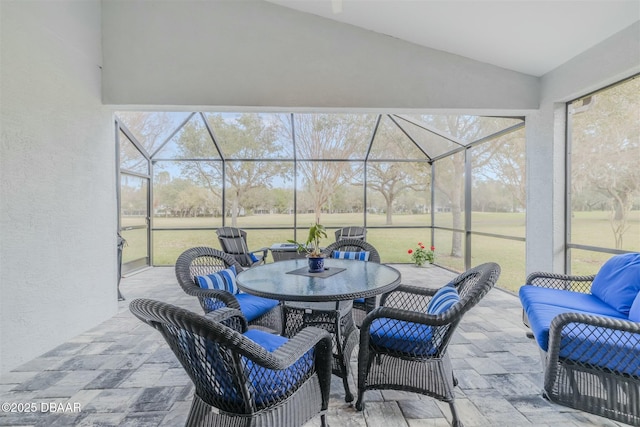 view of patio with a lanai