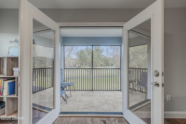 interior space with light hardwood / wood-style floors