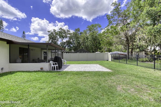 1408 Mollie Rd, Daytona Beach, FL 32114 - fenced backyard featuring a patio area and a sunroom