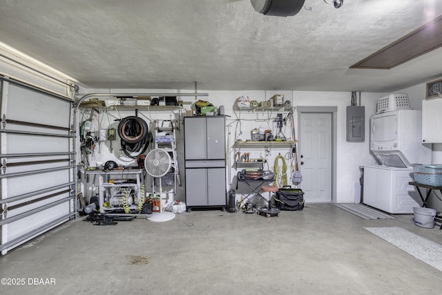 1408 Mollie Rd, Daytona Beach, FL 32114 - garage with stacked washer / dryer and electric panel
