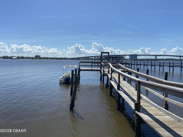 view of dock featuring a water view