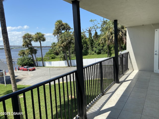 balcony with a water view