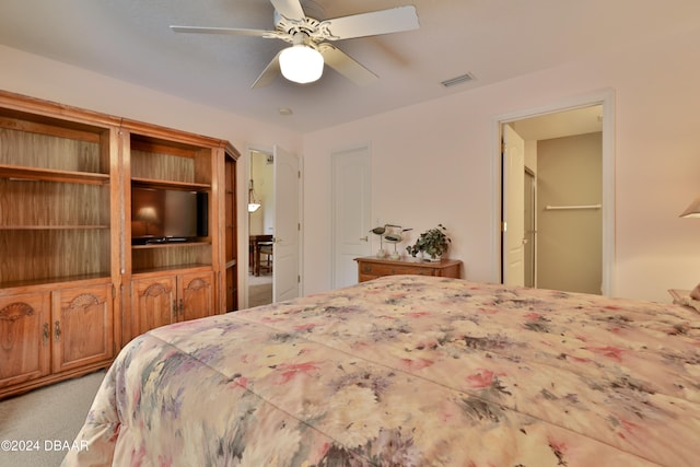 bedroom featuring carpet and ceiling fan