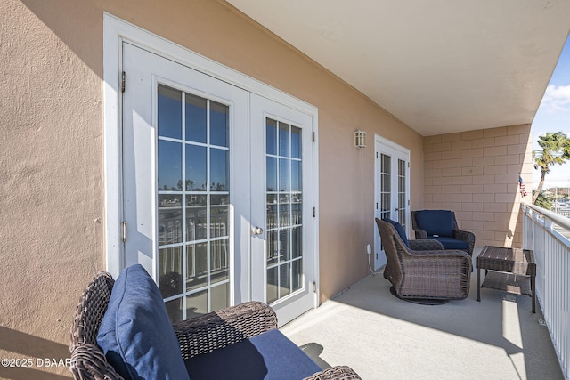 balcony with french doors