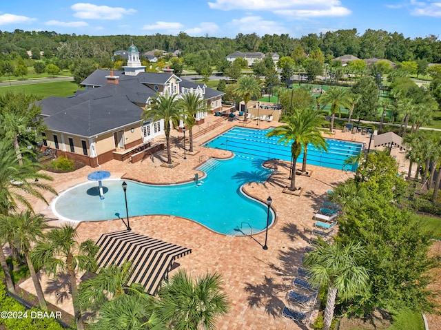 view of pool featuring a patio