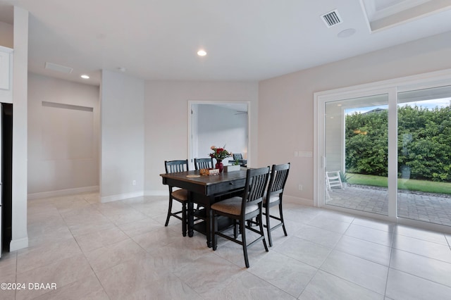 view of tiled dining space