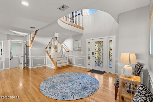 entryway with wood-type flooring