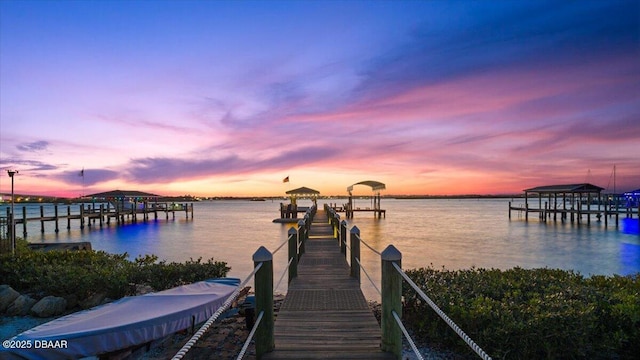 dock area featuring a water view