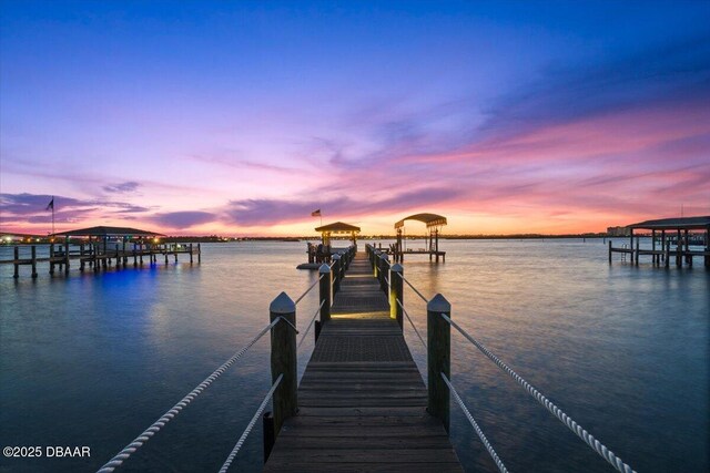 view of dock featuring a water view