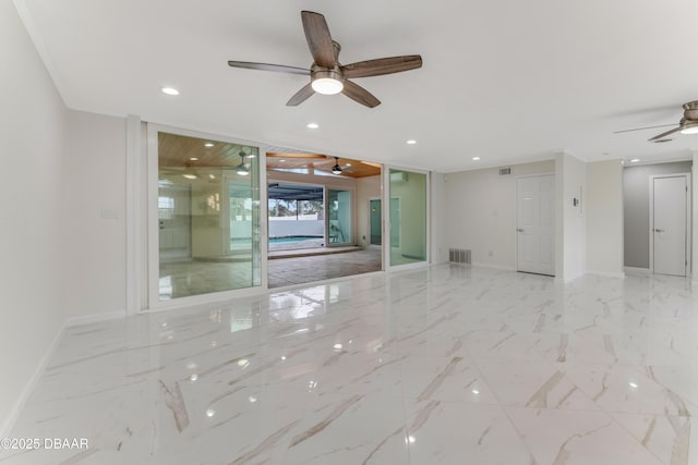 unfurnished room with ceiling fan