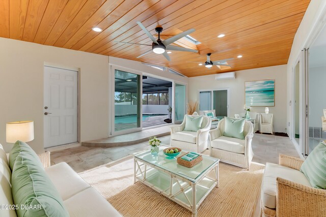 view of pool with ceiling fan, a patio area, and glass enclosure