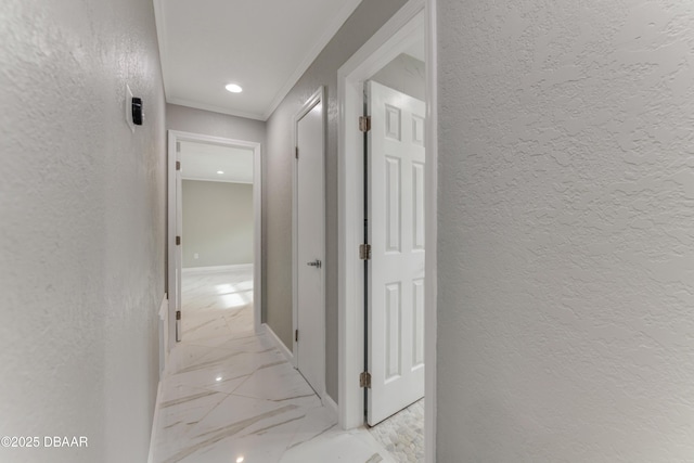 hallway with ornamental molding