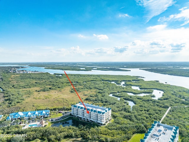 bird's eye view featuring a water view