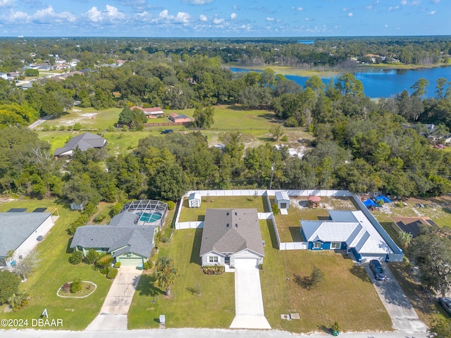 bird's eye view featuring a water view