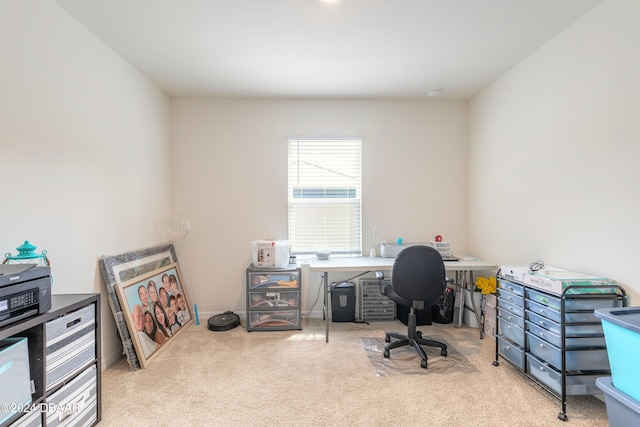 view of carpeted home office