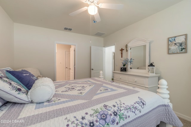 bedroom featuring ceiling fan