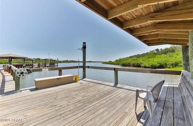 view of dock featuring a water view