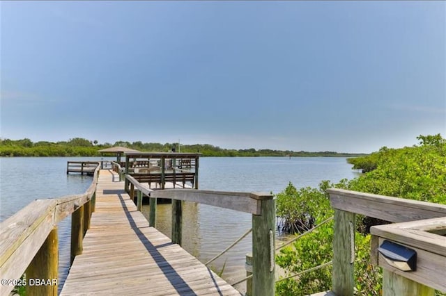 dock area featuring a water view