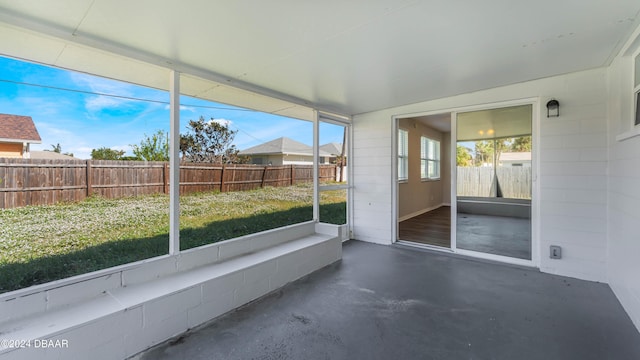 view of unfurnished sunroom